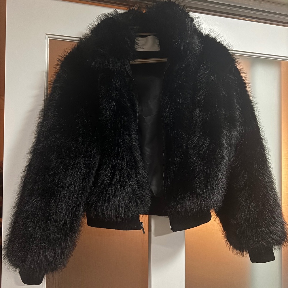 Oak + Fort Faux Fur Bomber Jacket